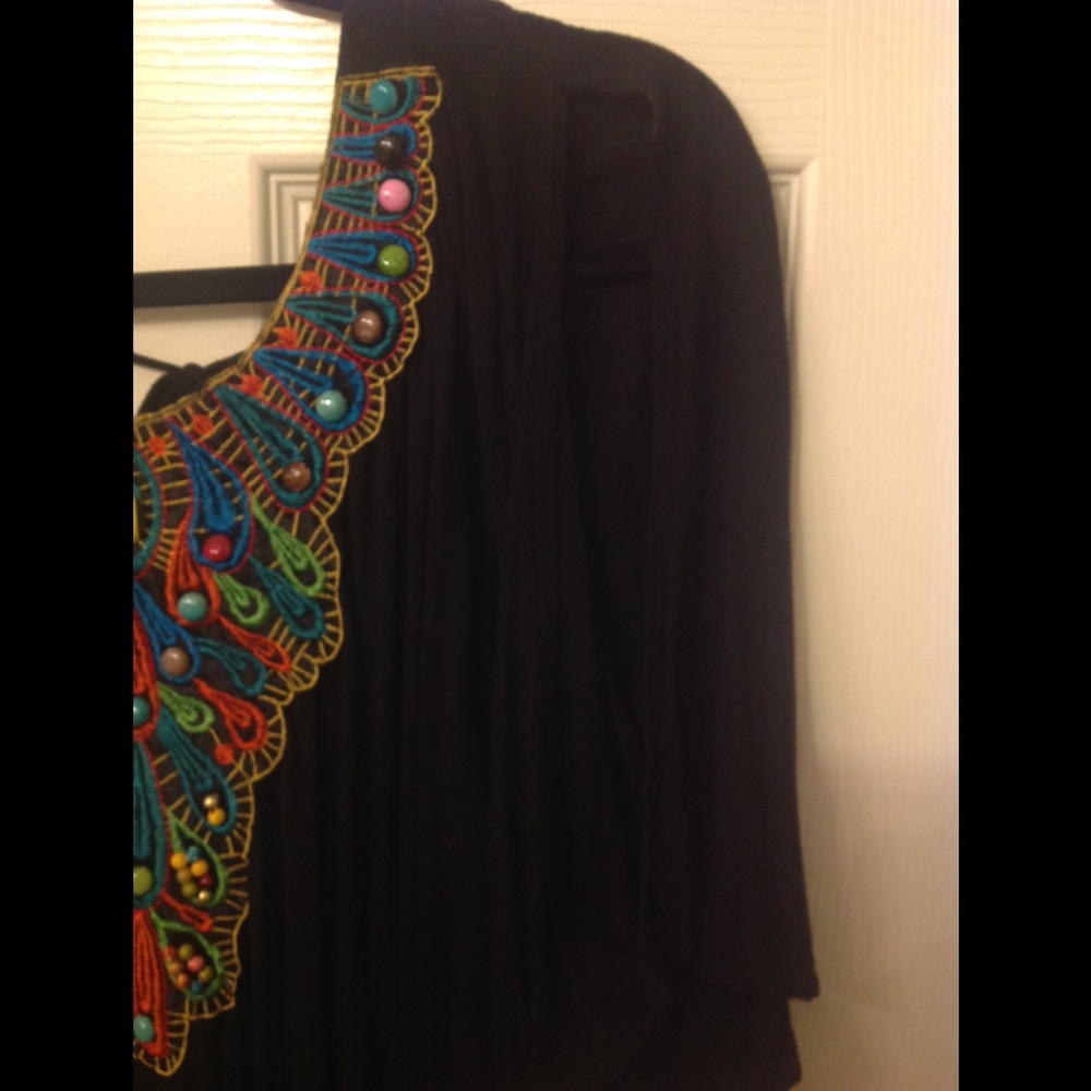 Black beaded Cold-Shoulder Dolman XL Top - Picture 7 of 7